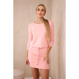 Viscose dress with a waist tie apricot