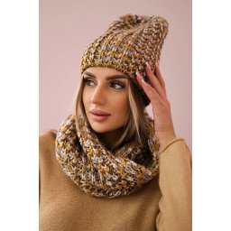 Women's fleece set Merry K202 brown + mustard