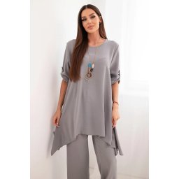 Set of blouse + trousers with pendant gray color