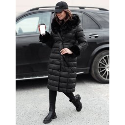 Geacă lungă de iarnă neagră pentru femei ZAELEGANTE