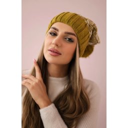 marka niezdefiniowana Cap with fleece Milano K203 ecru melange+kiwi