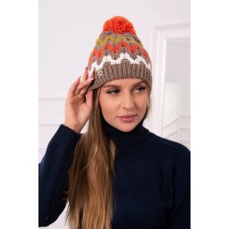 marka niezdefiniowana Women's cap Laila K283 dark beige+kiwi