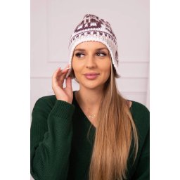 marka niezdefiniowana Women's cap Maryla K406 burgundy+white+beige