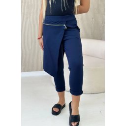 Włoski Punto Milano Winter trousers with a decorative zipper navy blue