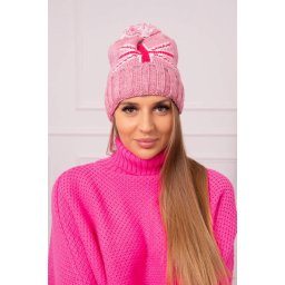 marka niezdefiniowana Cap with a pompom Elizabeth K386 dark pink