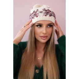 marka niezdefiniowana Women's cap Florencja K350 ecru+burgundy