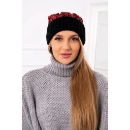 marka niezdefiniowana Cap with a pompom Abigail K326 black+raspberry