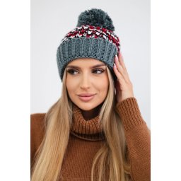 Kesi Cap with a pompom Ellen K325 dark gray+red