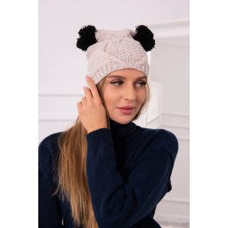 Kesi Cap with fleece 2 pompoms K291 beige
