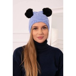 Kesi Cap with fleece 2 pompoms K291 blue