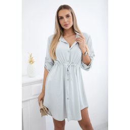 Kesi Włoski Dress with button closure and tie at the waist bright green