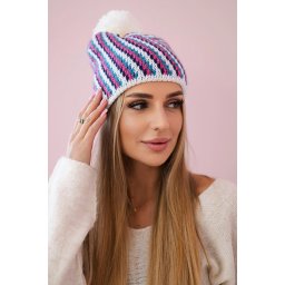 Kesi Cap with a pompom Hanna K328 white+jeans