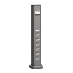 Optiline 45, Minicoloana 1 fata 6xprize 2P+E+2xprize date RJ45 6UTP, aluminiu
