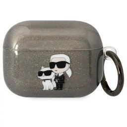 Husă Karl Lagerfeld Gliter Karl și Choupette pentru AirPods Pro 1/2 – Negru