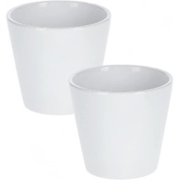 Ghiveci de flori din ceramică 13 cm alb - 2 buc.