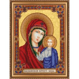 Set broderie cu margele cusute, Fecioara cu pruncul, 19x25 cm