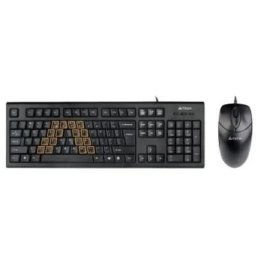Kit Tastatura + Mouse cu fir A4TECH (KRS-85 + OP-720-B), USB, Black