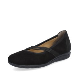 Balerini dama, piele naturala nabuc, L9369-00, negru
