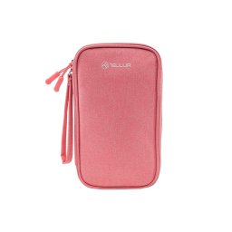 Geantă Tellur pentru organizare cabluri și accesorii, 21 x 12,5 x 6 cm, poliester, roz
