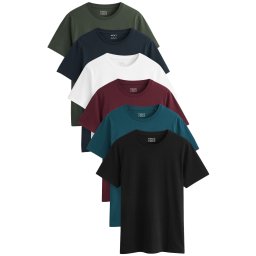 Next Tricou albastru marin / verde închis / roșu vin / negru / alb