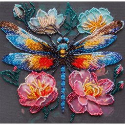 Set broderie cu margele cusute, Aripi colorate, 20x20 cm
