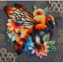 Set broderie cu margele cusute, Miere, 20x20 cm