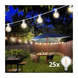 Brilagi - Ghirlandă decorativă LED de exterior GIRLANDA 25xE12 20m alb IP44 lumină albă caldă