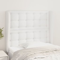 Tablie de pat cu aripioare, alb, 83x23x118/128 cm, piele eco GartenMobel Dekor