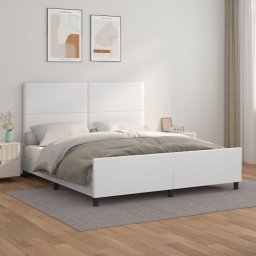 Cadru de pat cu tablie, alb, 160x200 cm, piele ecologica GartenMobel Dekor