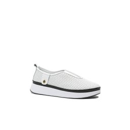 Pantofi anatomici Bio Flex, albi, din piele naturală cu perforații MIR31-106-39 EU