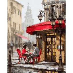 Set pictura pe numere, cu sasiu, Cafenea vara, 40x50 cm