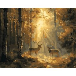 Set pictura pe numere, cu sasiu, Serenada padurii, 40x50 cm