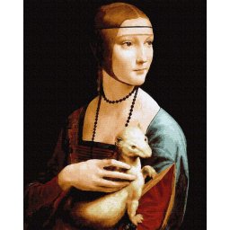 Set pictura pe numere, cu sasiu, Doamna cu hermina - da Vinci, 40x50 cm