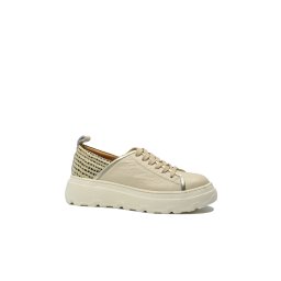 Pantofi sport Dogati bej aurii din piele naturală granulată și detalii croco MIR432-37 EU