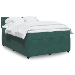 Pat box spring cu saltea, verde închis, 160x200 cm, catifea GartenMobel Dekor