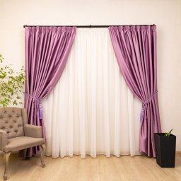 Set 2 draperii opace Hiko Blackout, dimout mov lavanda lucios, cu rejansa