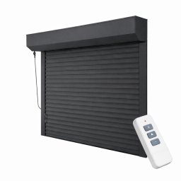 Usa de garaj tip rulou aluminiu lamela 55 mm cu motor si telecomanda gri antracit