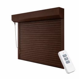 Usa de garaj tip rulou aluminiu lamela 55 mm cu motor si telecomanda maro
