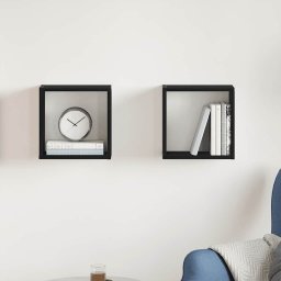 Rafturi de perete cub 2 buc. stejar negru, 30x15x30 cm lemn GartenMobel Dekor