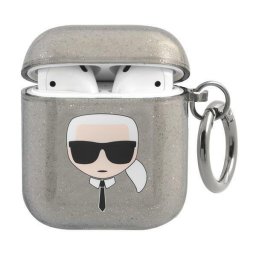 Husă Karl Lagerfeld Glitter Karl Head pentru AirPods – Negru