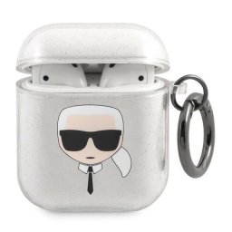 Husă Karl Lagerfeld Glitter Karl Head pentru AirPods – Argintiu
