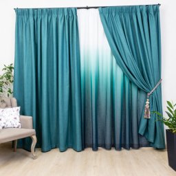 Set 2 draperii opace, Lux Blackout, verde turcoaz, cu rejansa