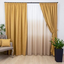 Set 2 draperii Hiko BASE mustar, cu rejansa
