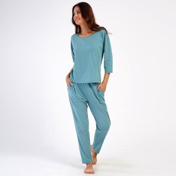 Pijamale Dama din Bumbac 100% Vienetta, Model 'Rose' Design Rafinat, Confort Absolut