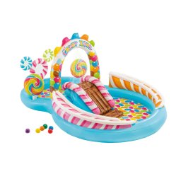 Centru de joaca Piscina Gonflabila Intex pentru Copii, Candy Zone cu Tobogan si 6 Mingi
