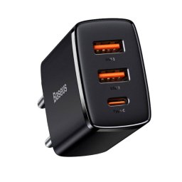 Incarcator retea Baseus CCXJ-E01, 2 x USB, 1 x USB-C, PD, 3A, 30 W, Negru