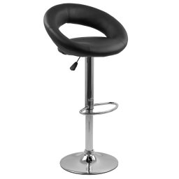 Scaun bar, înălțime reglabilă, rotativ, suport picioare, piele sintetica, negru, ABS 151