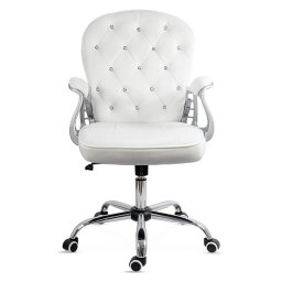 Scaun de birou din catifea reglabil pe inaltime si cotiere captusite OFF 437 alb