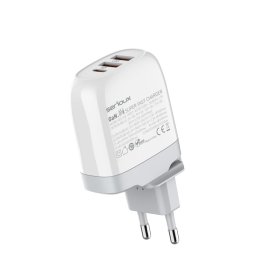 Incarcator retea Serioux 65W GAN QC, Intrare: AC100-240V~ 50/60Hz 1.5A, Ieșire (USB-C1): 5V-3A 9V-3A 12V-3A 15V-3A 20V=3.25A 65W(Max), Ieșire (USB-A1): 5V-3A 9V-2A 12V=1.5A 18W(Max), Ieșire (USB-A2): 5V-3A 9V-2A 12V 1.5A 18W(Max), A1+A2=18W(Max), C1+A1=45