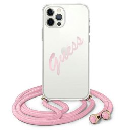 Husa Guess GUHCP12MCRTVSPI iPhone 12/12 Pro 6.1" pink/pink hardcase Script Vintage